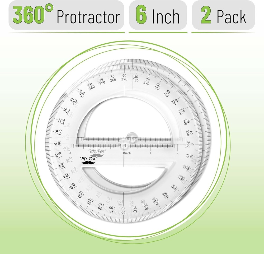 Protractor, Pack of 2, Protactor 360 Degree, Protractor Set, Protractor Ruler...