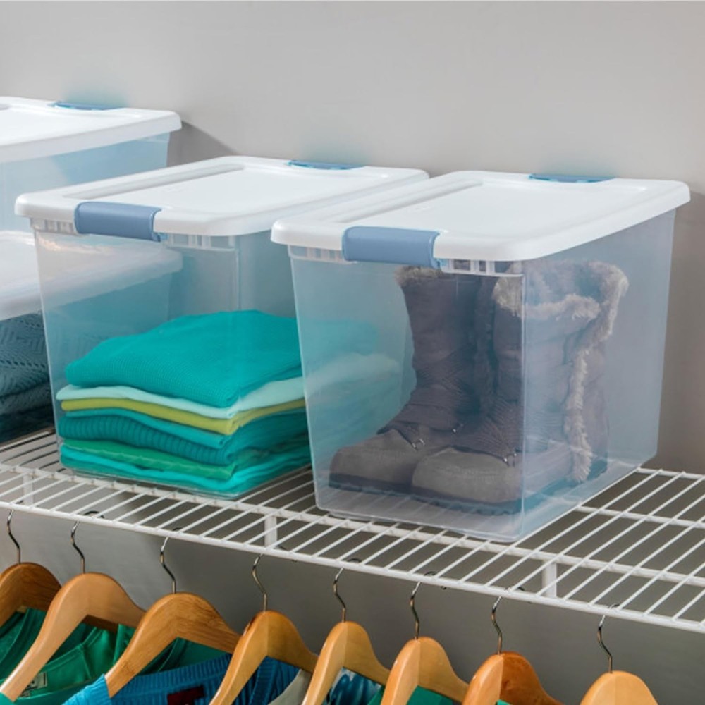 6-Pack Latching Box Under Bed Storage Bins W/ Lids Clear Plastic 25 Quart