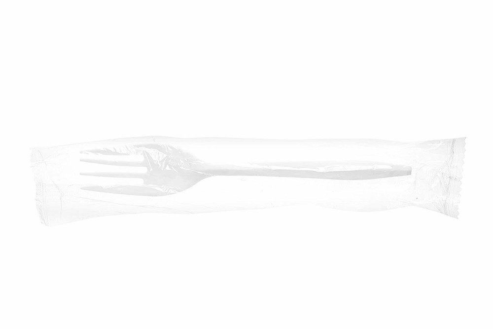 6000 Pack - Disposable Heavy Weight Individually Poly Wrapped White Fork