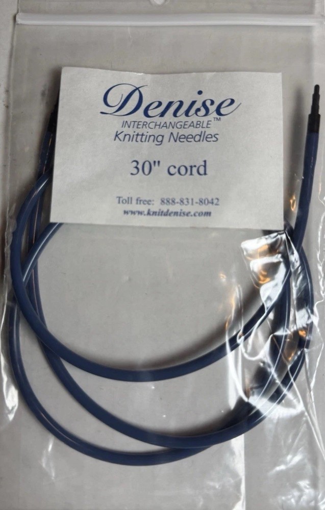 Denise Interchangeable Knitting Extra Long Cord Blue 30"