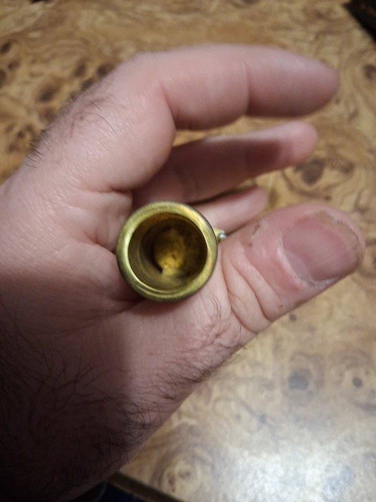 RARE SOLID BRASS BLACK POWDER FLASK SPOUT MUZZLELOADING ANTIQUE? EXTRA SCREWS