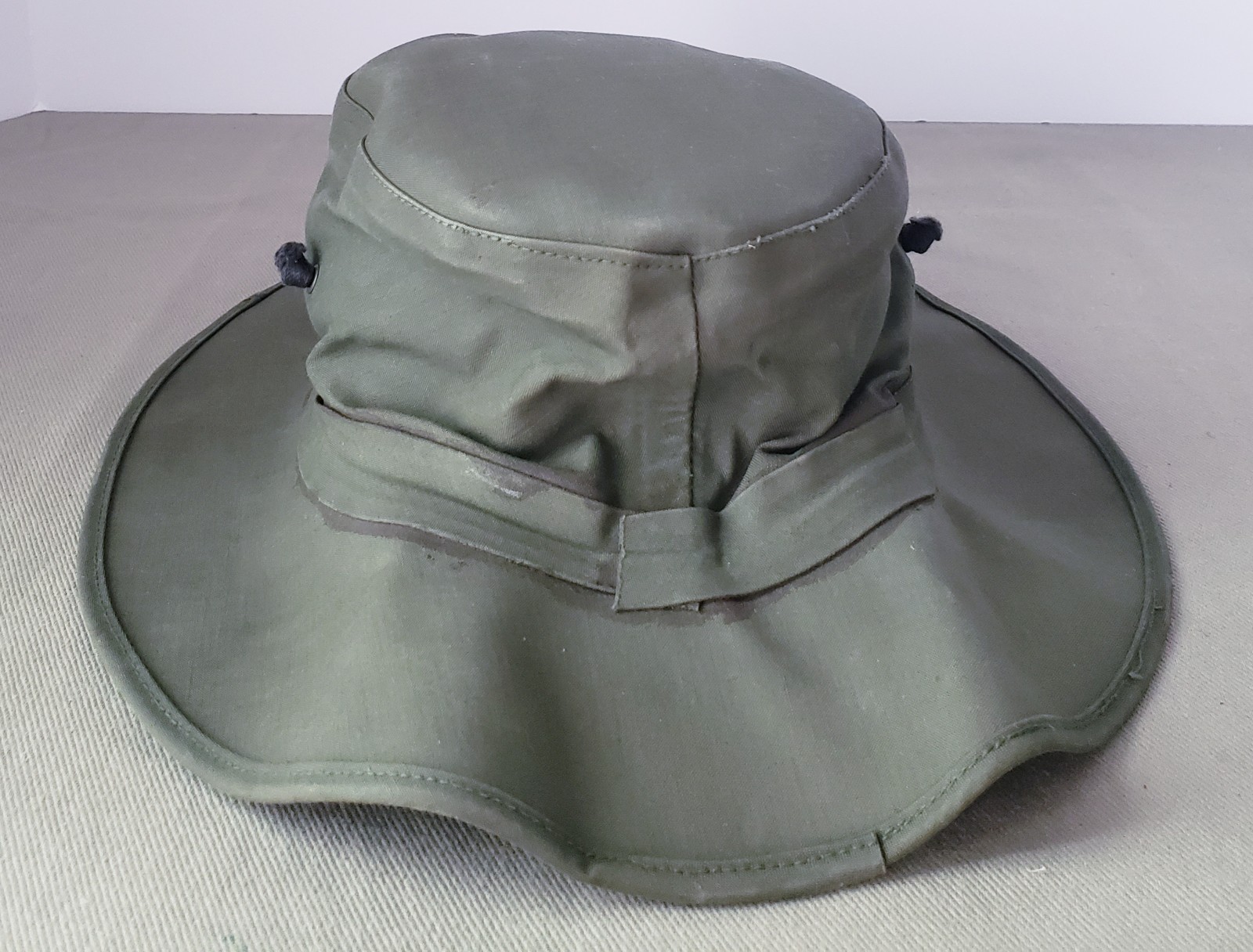 Vietnam Era US Army Rubberized Cotton Rain Hat Boonie Cap OG-107