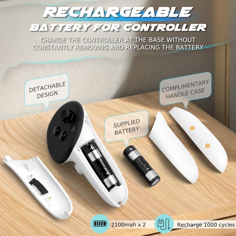 Charging Dock for Quest 3S VR Headset & Controllers, LED Indicator, 2 Batteries
