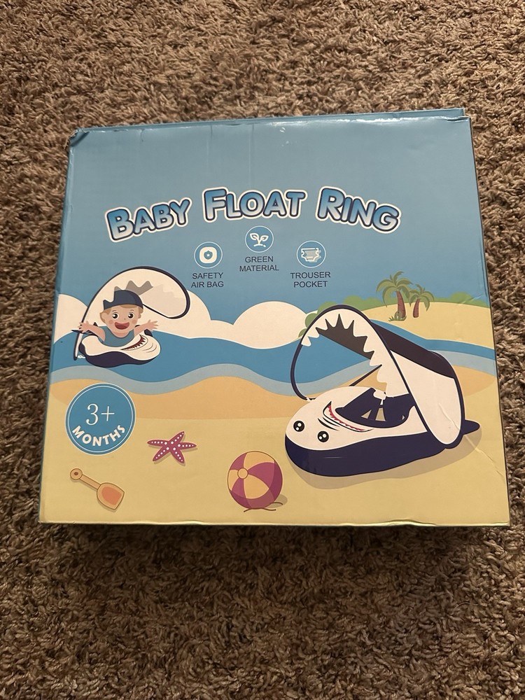BABY FLOAT RING NEW IN PACKAGE! Shark Themed With Canopy