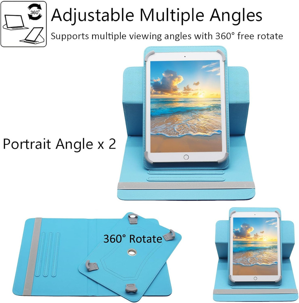 Universal 10 10.1 Inch Android Tablet Case, 360 Degree Rotating Multi-Angle Vie