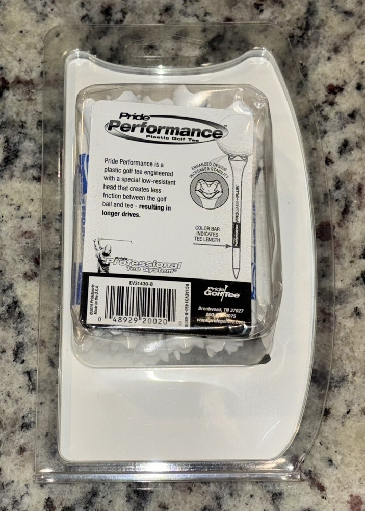 Pride Performance 30-Count Plastic Golf Tees, 3 ¼” 30+3 New Sealed
