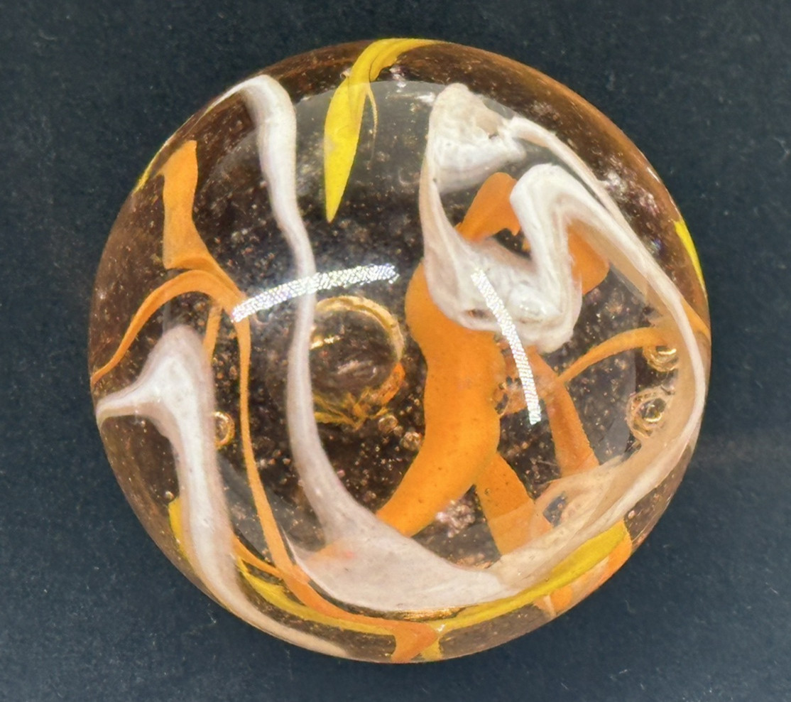 TOE BREAKER 50mm (2") FIREFLY Orange/Yellow Marbles glass ball HUGE