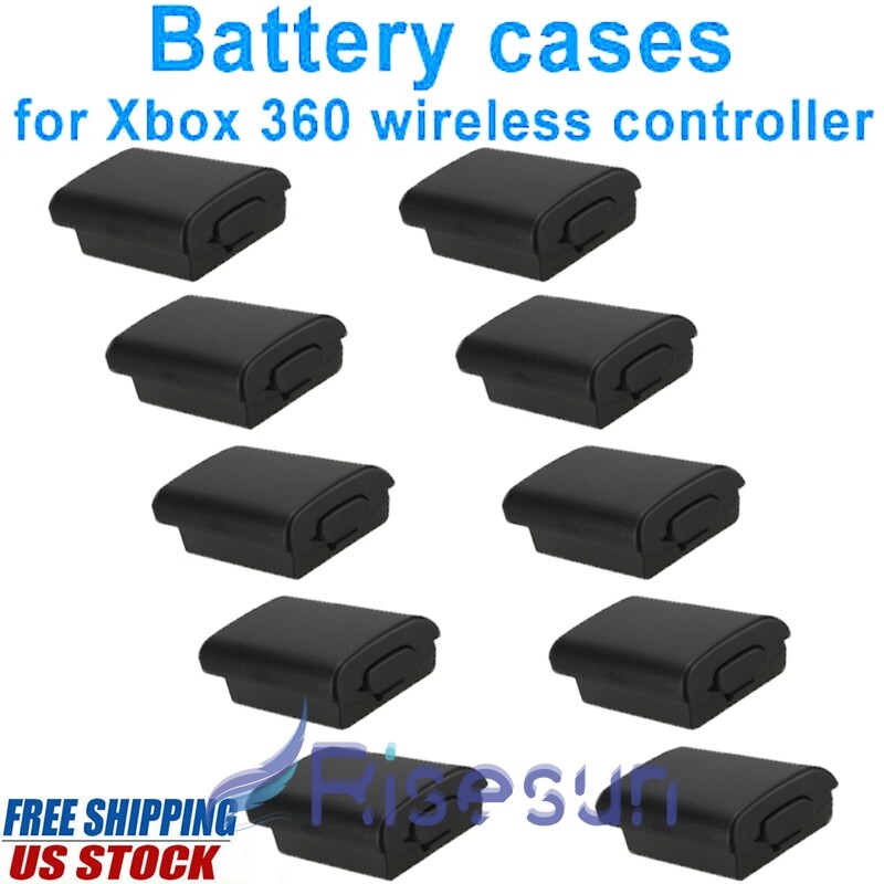 10pcs For Xbox 360 Controller Battery Cover Case Shell Pack - Black