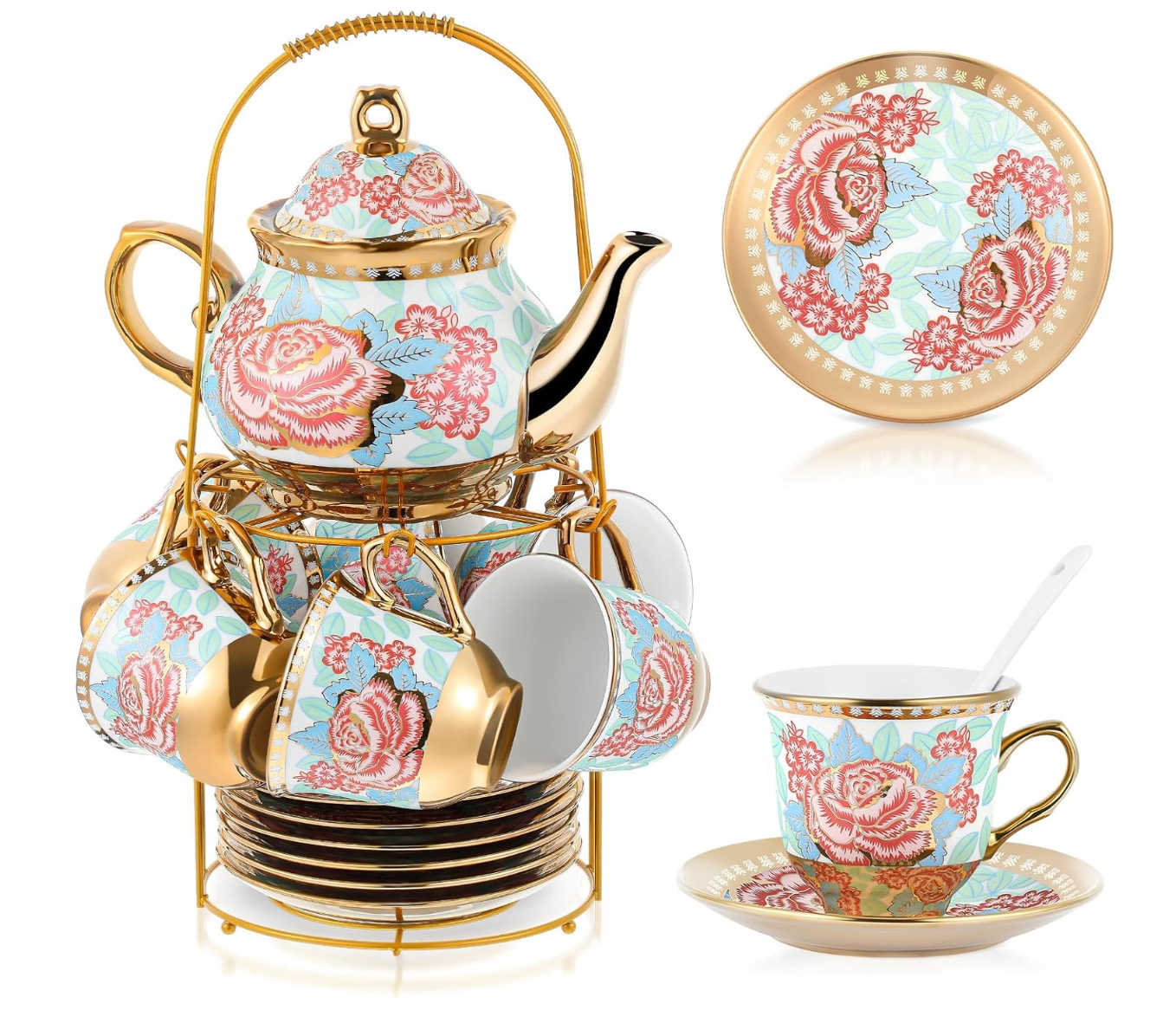 English Porcelain Tea Set Floral Style Vintage China Teapot Wedding Gift for Her