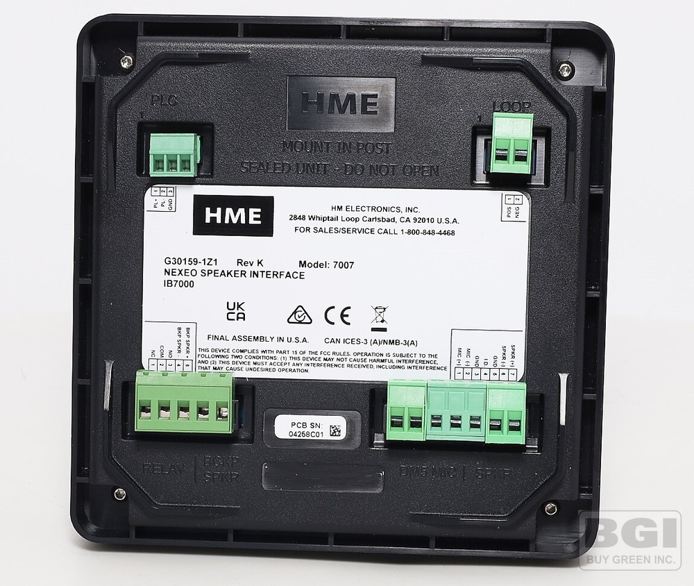 HME NEXEO Drive Thru Wireless Intercom SPEAKER INTERFACE IB7000 Model 7007