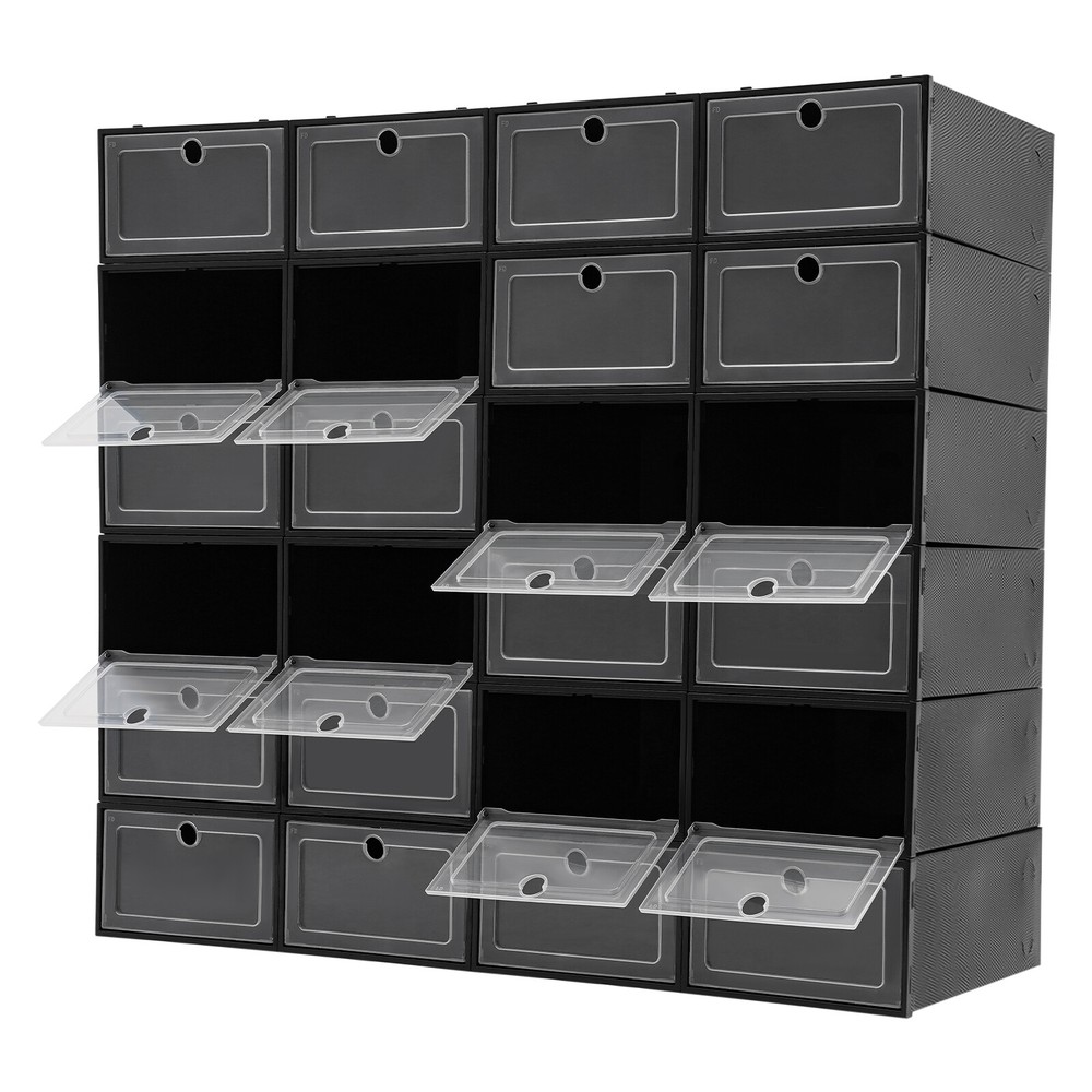 24 Pack Shoe Storage Boxes, Stackable Shoe Boxes, Shoe Storage Organizer NEW