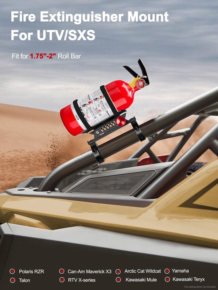 Quick Release UTV Fire Extinguisher Mount Kits, Adjustable Roll 1PC, Black
