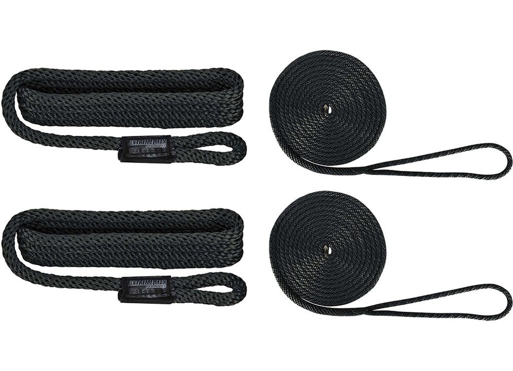 Extreme Max BoatTector Premium Solid Braid MFP Dockside Rope Value Pack 3/8" Blk