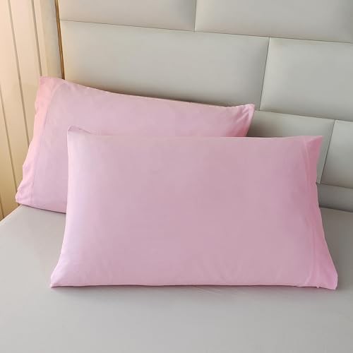 3PCS Pink Comforter Set with 2 Pillowcases, Brushed Microfiber Full Solid Pink