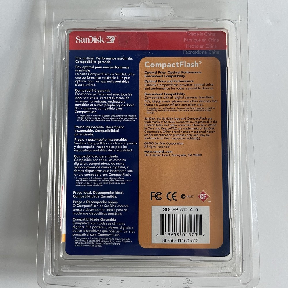SanDisk 512 MB CompactFlash Memory Card (SDCFB-512-A10)