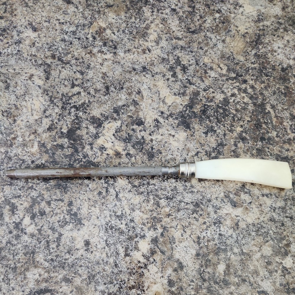Vintage White Plastic Handle Steel Knife Sharpener