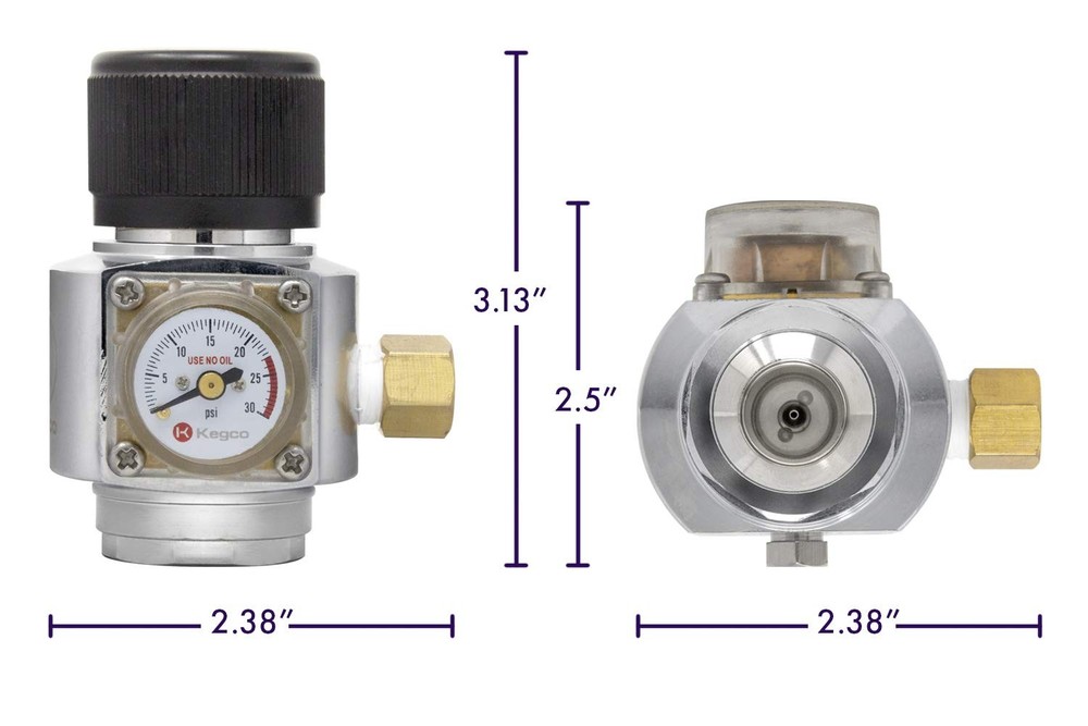 CO2 Regulator, Mini, Brass