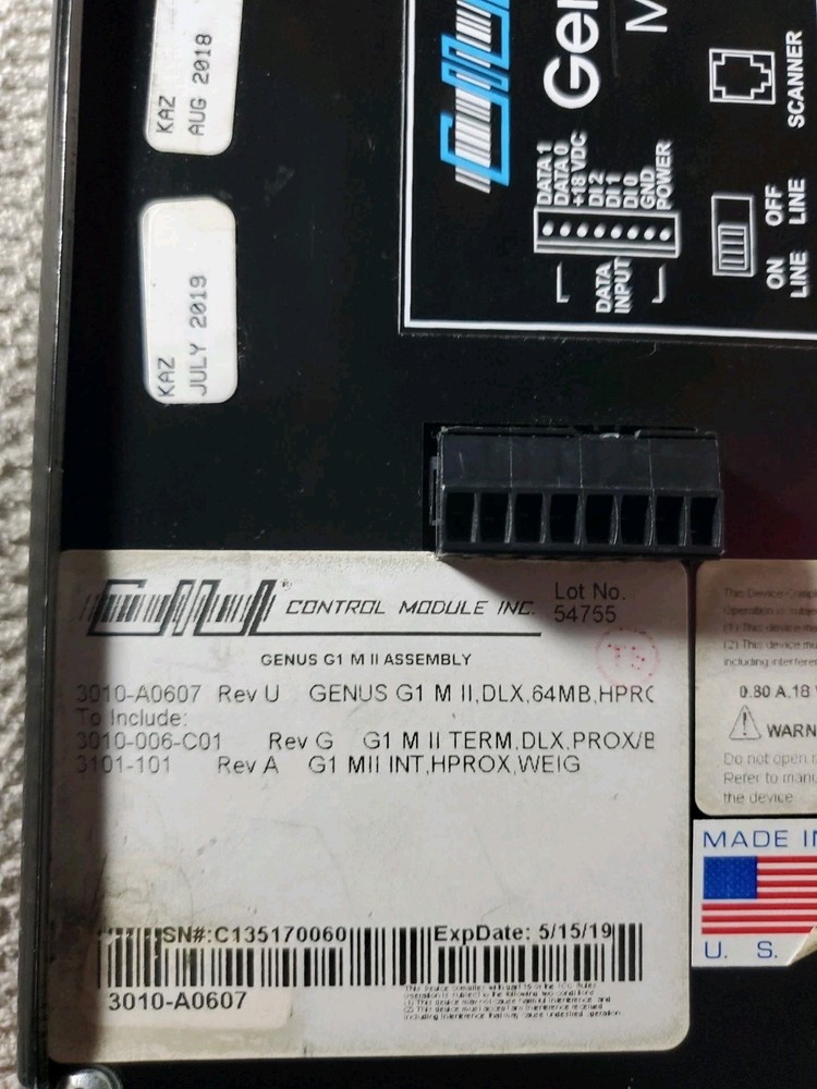 Genus G1 Mark II control module time clock data collection terminal