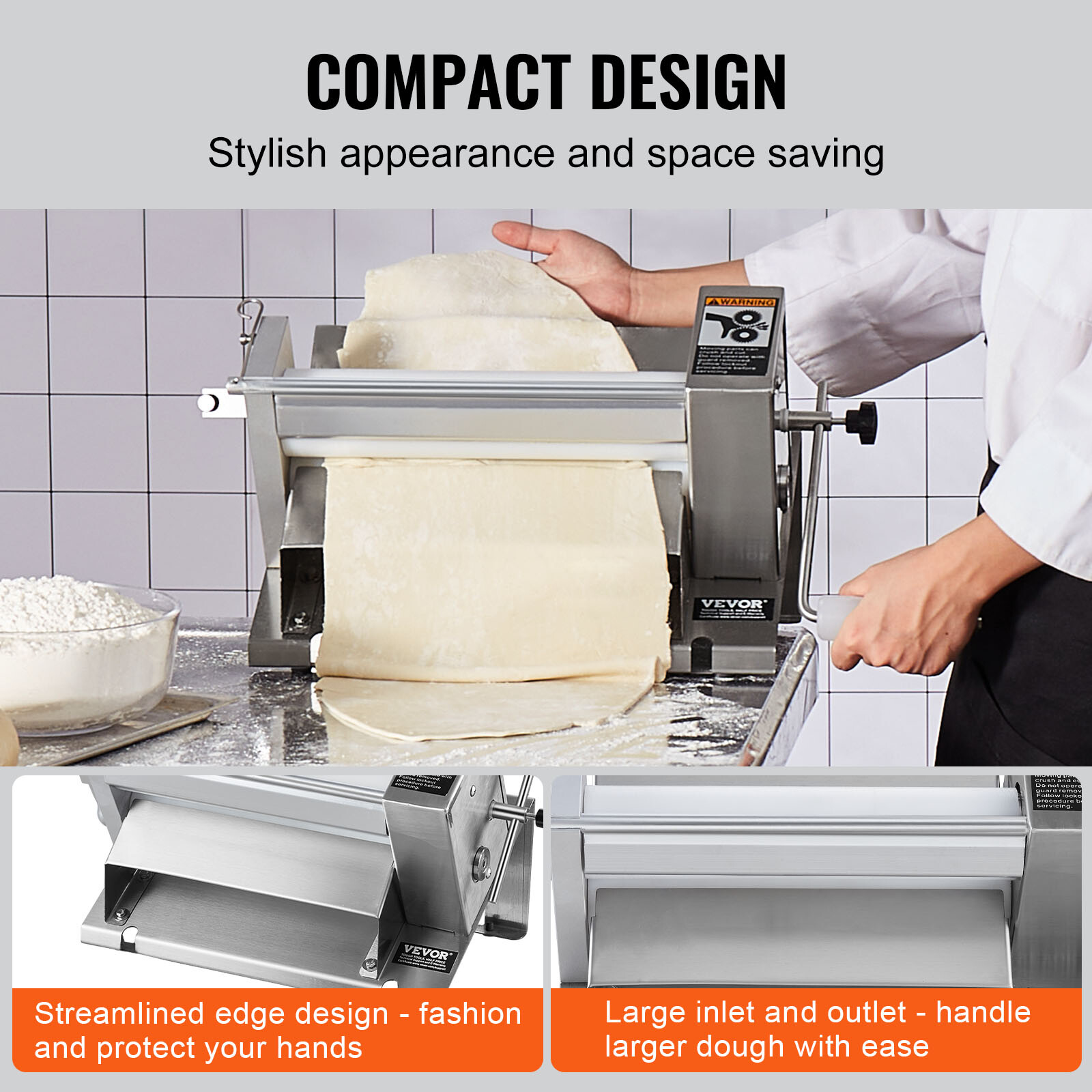 VEVOR Manual Dough Sheeter Machine Max 1/2" Dough Roller Pastry Press Machine