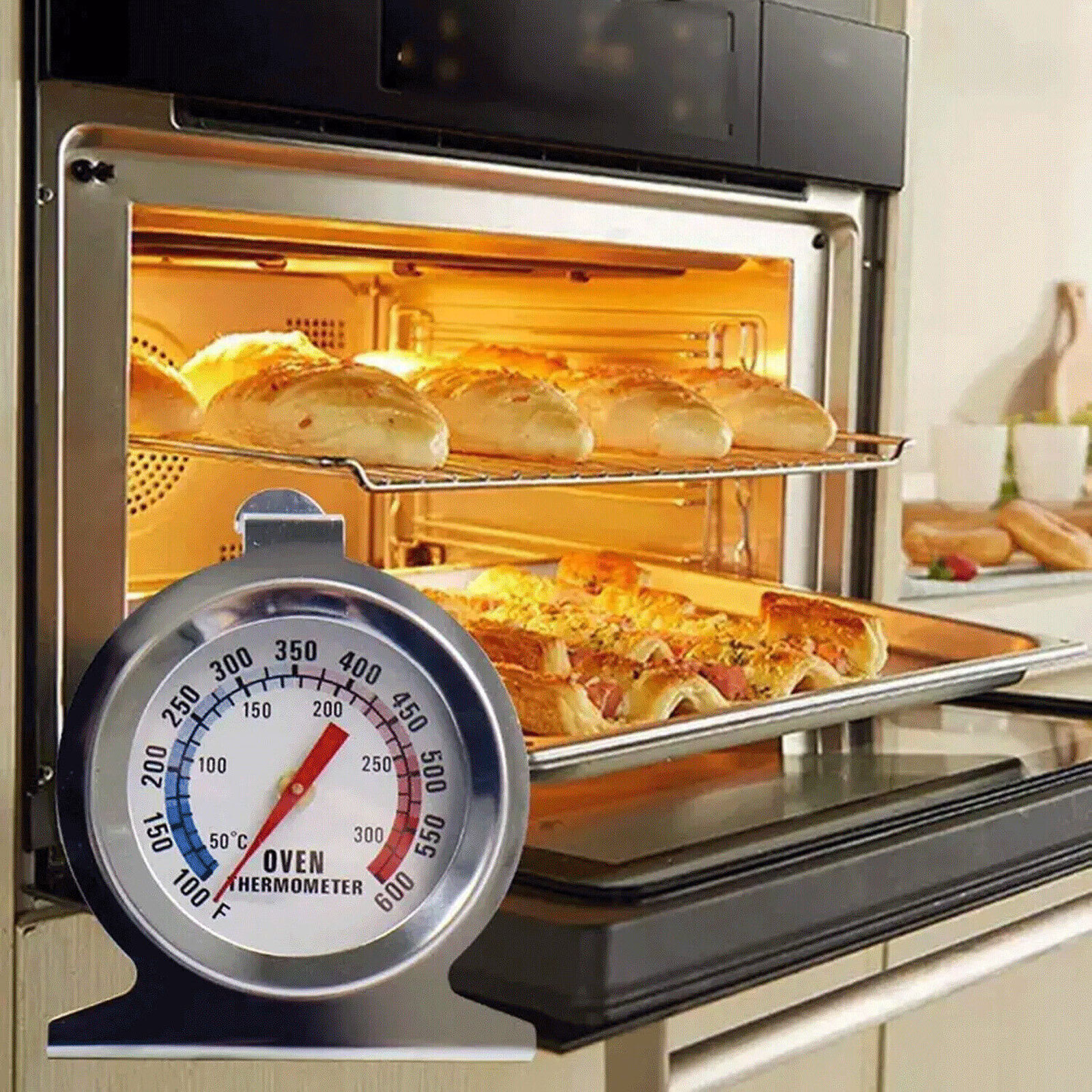 Oven Thermometer Stainless Steel Classic Stand Up Food Meat Temperature Gauge5-1