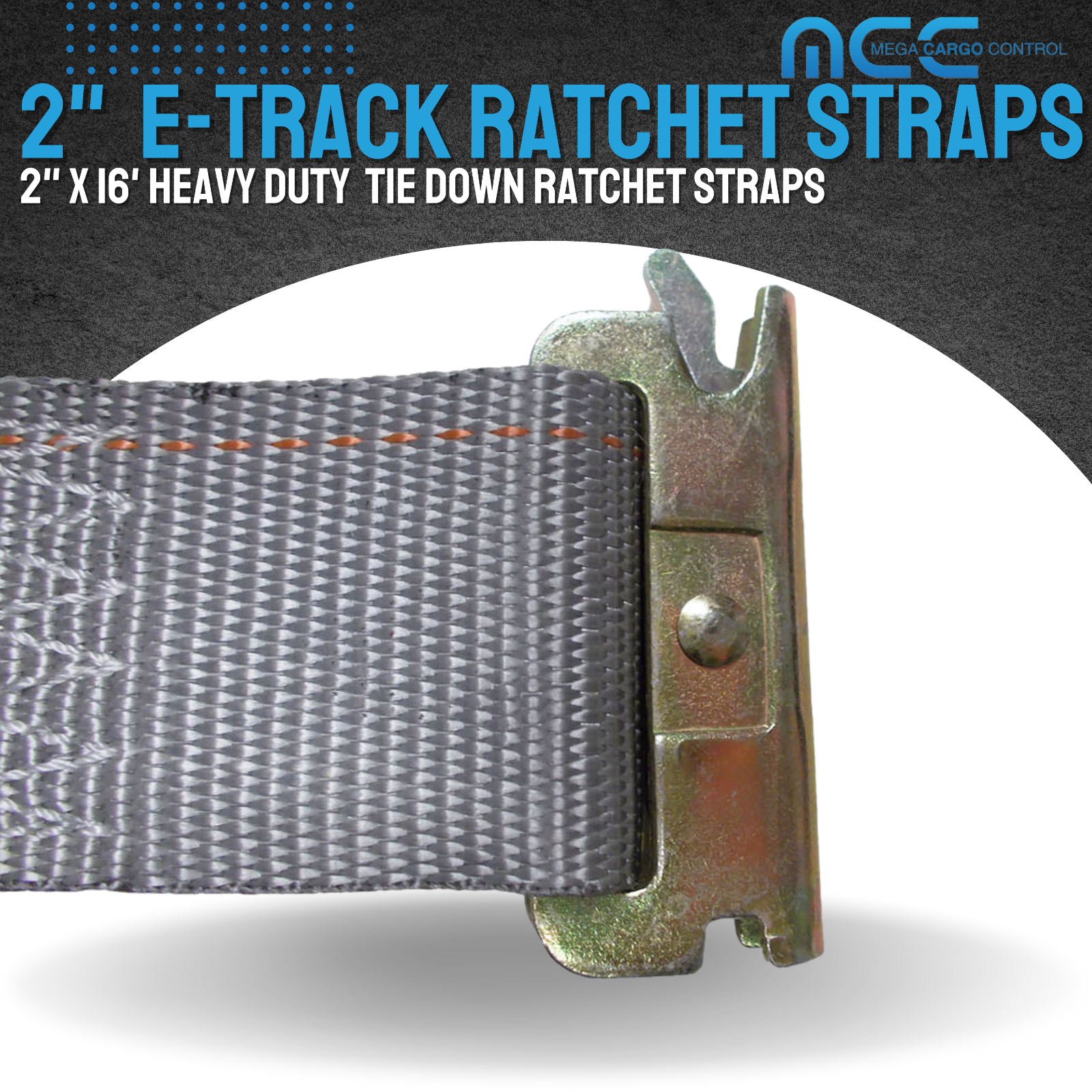 20 Pack 2" X 16' E-Track Ratchet Tie Down Strap Truck Trailer Enclosed Cargo Van