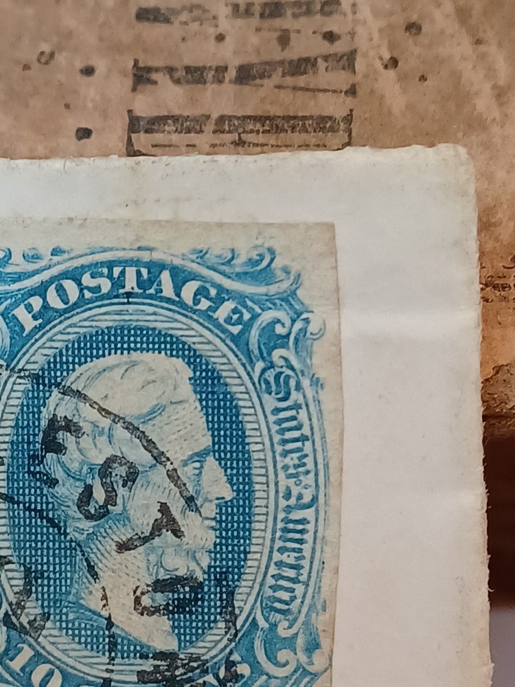 1863, 10 Cent Confederate State Blue Jefferson Davis Antique Stamp Postal Mail