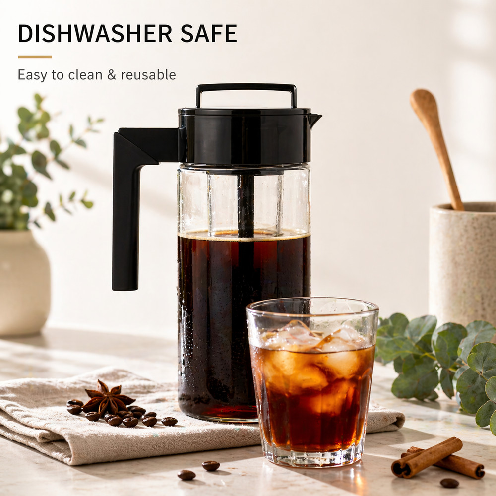 Cold Brew Coffee Maker Pitcher Smooth Low Acid Iced Coffee Maker Glass Brewer