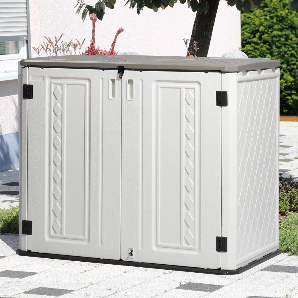 Horizontal Storage Shed Multi-Function Lockable Outdoor Storage Thick HDPE Resin