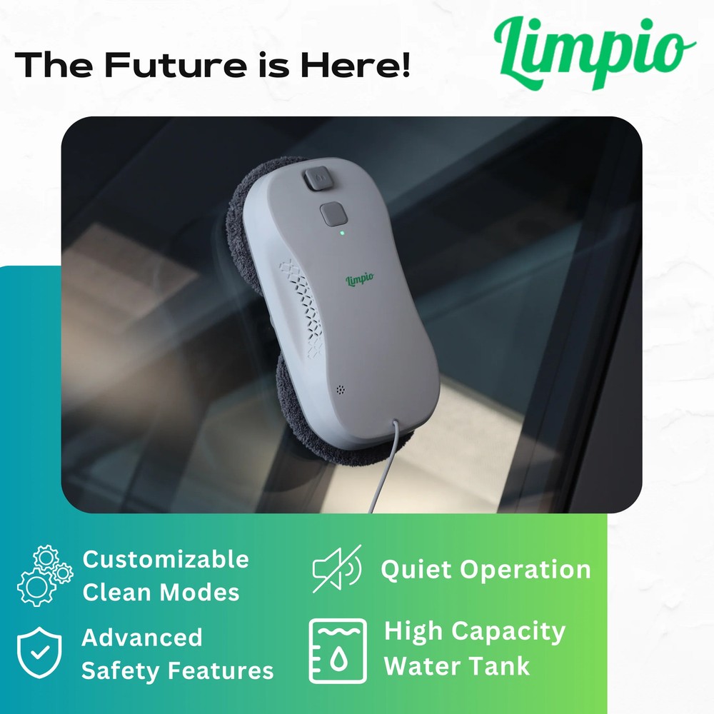 Limpio Window Cleaning Robot | AI Smart Navigation | Dual Spray | Microfiber