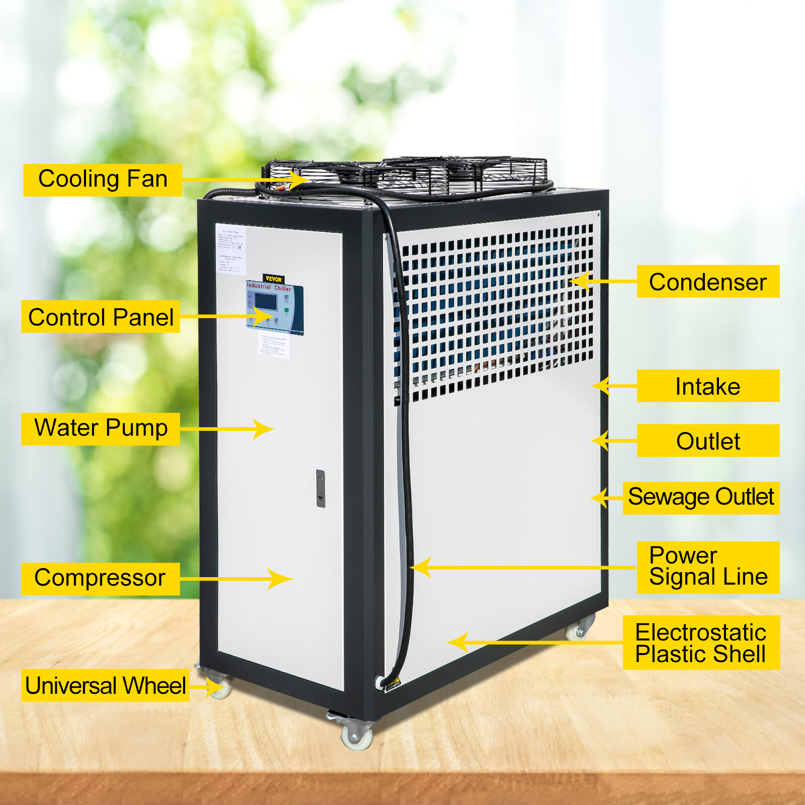 VEVOR 5 Ton Air-cooled Industrial Chiller 15KW LCD Display industrial Cooler