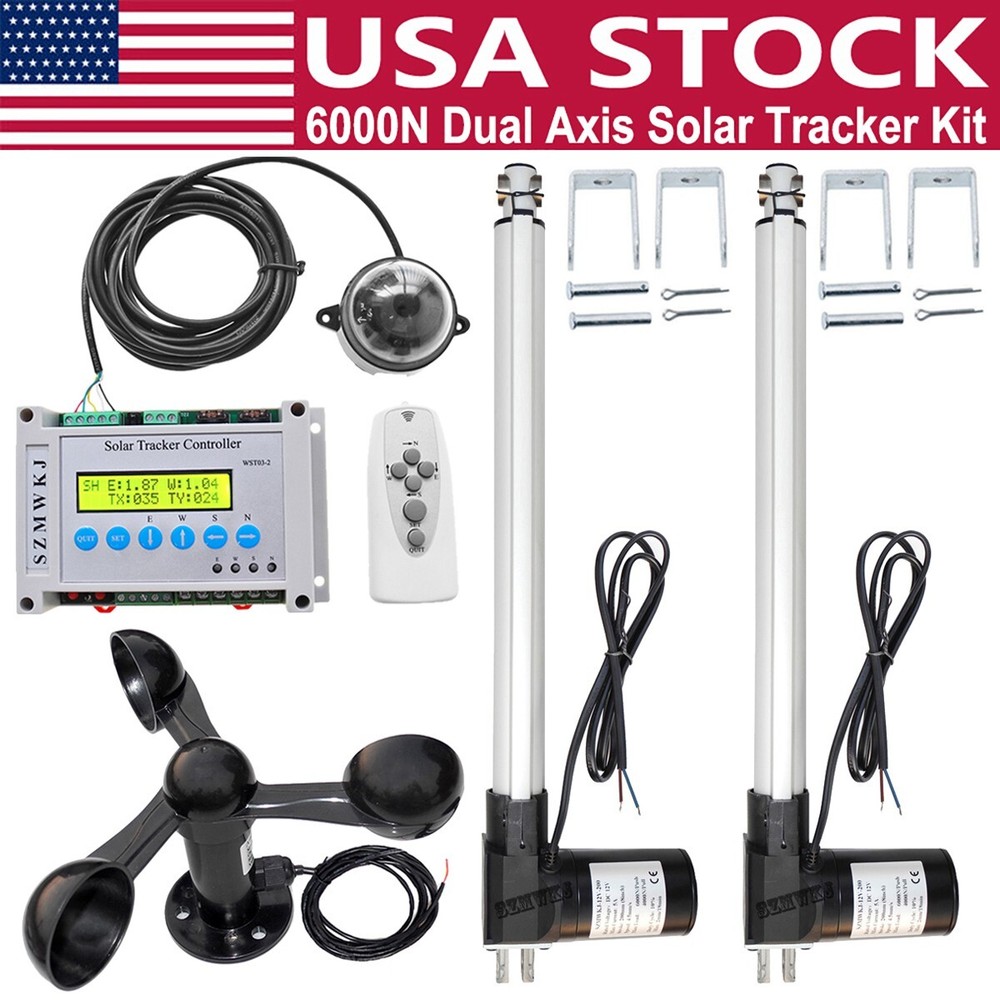 6000N Dual Axis Solar Tracker 18" Linear Actuators 12V Controller Sun Track Kits