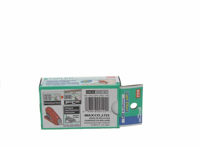 Max Stapler - Flat Clinch - Ergonomic - Mini Style, Red