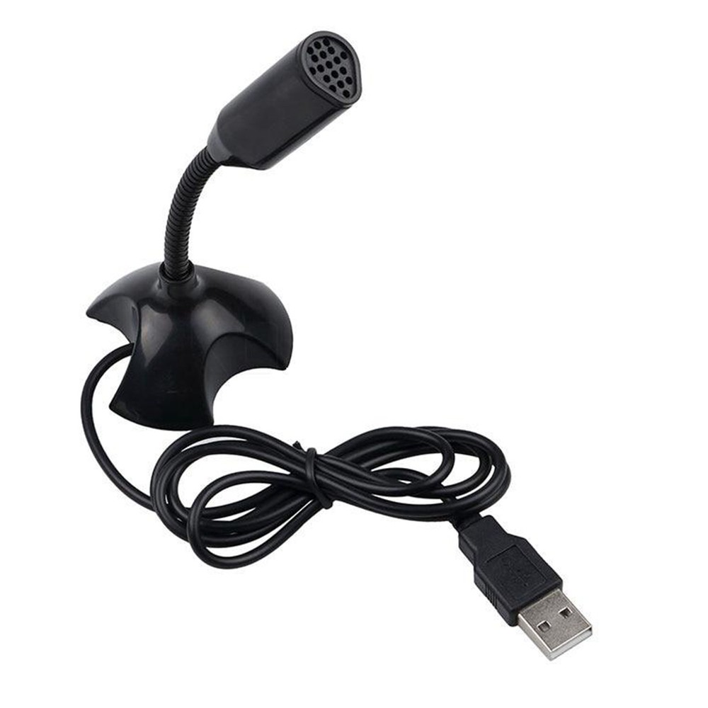 Black USB Mini Desktop Speech Microphone Stand for PC Laptop Computer Notebook G