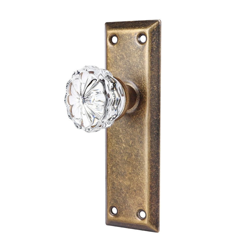 2 Pack Vintage Antique Brass Single Sided Crystal Dummy Door Knobs Interior, ...