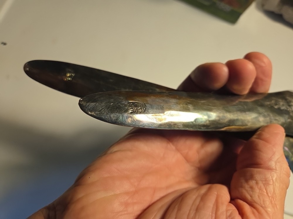 VINTAGE SILVER PLATE HAIDA TRIBE B.C. CANADA GREY ALIEN 2PC SERVING SET - 10.75"