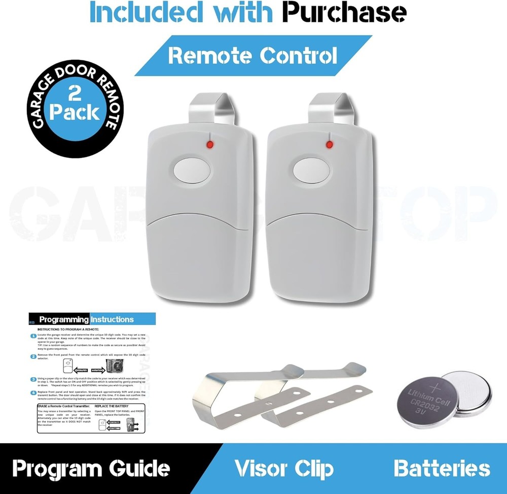 2X for Multicode Linear 308911, 10 dip Switch Gate Opener Remote 300MHz, Mult...