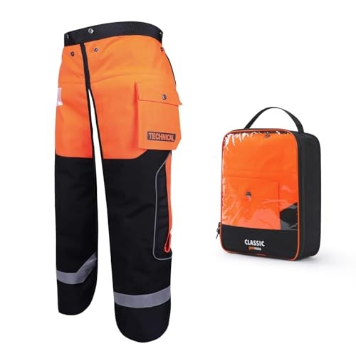 Technical Version Chainsaw Chaps, Protective Chainsaw Medium Orange Black