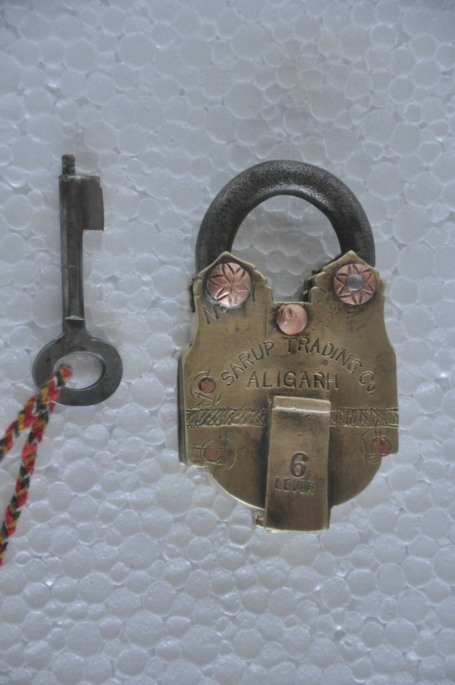 Vintage Brass Handcrafted Push Button Solid Heavy Padlock