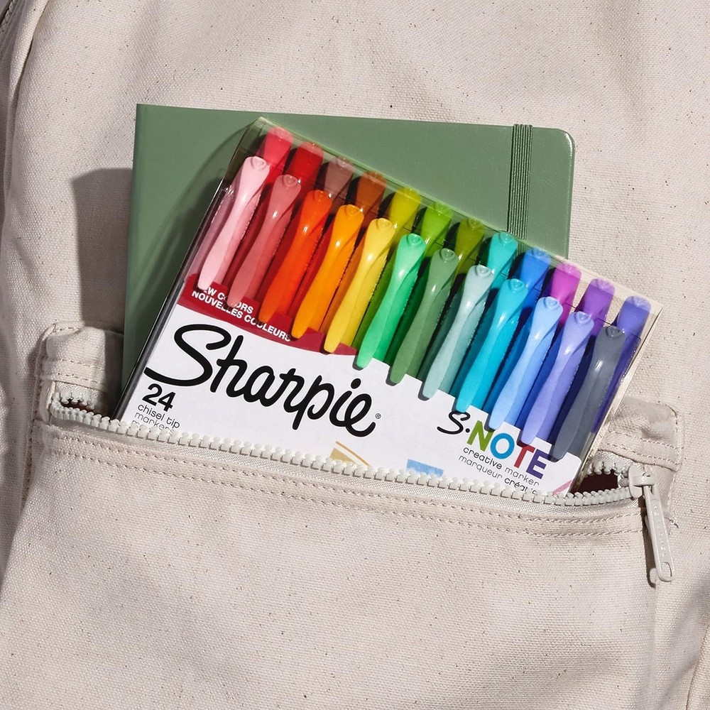 S-Note 24 Count Creative Markers & Pastel Highlighters - Chisel Tip Assortment