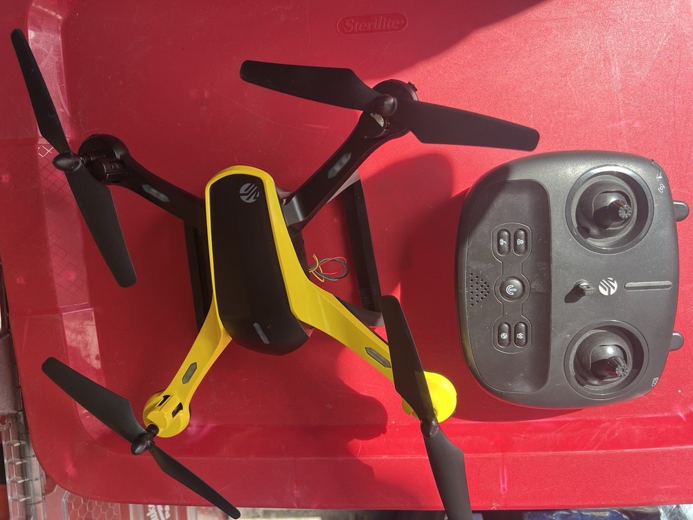 Sharper Image Yellow Black Quadcopter Drone with Controller