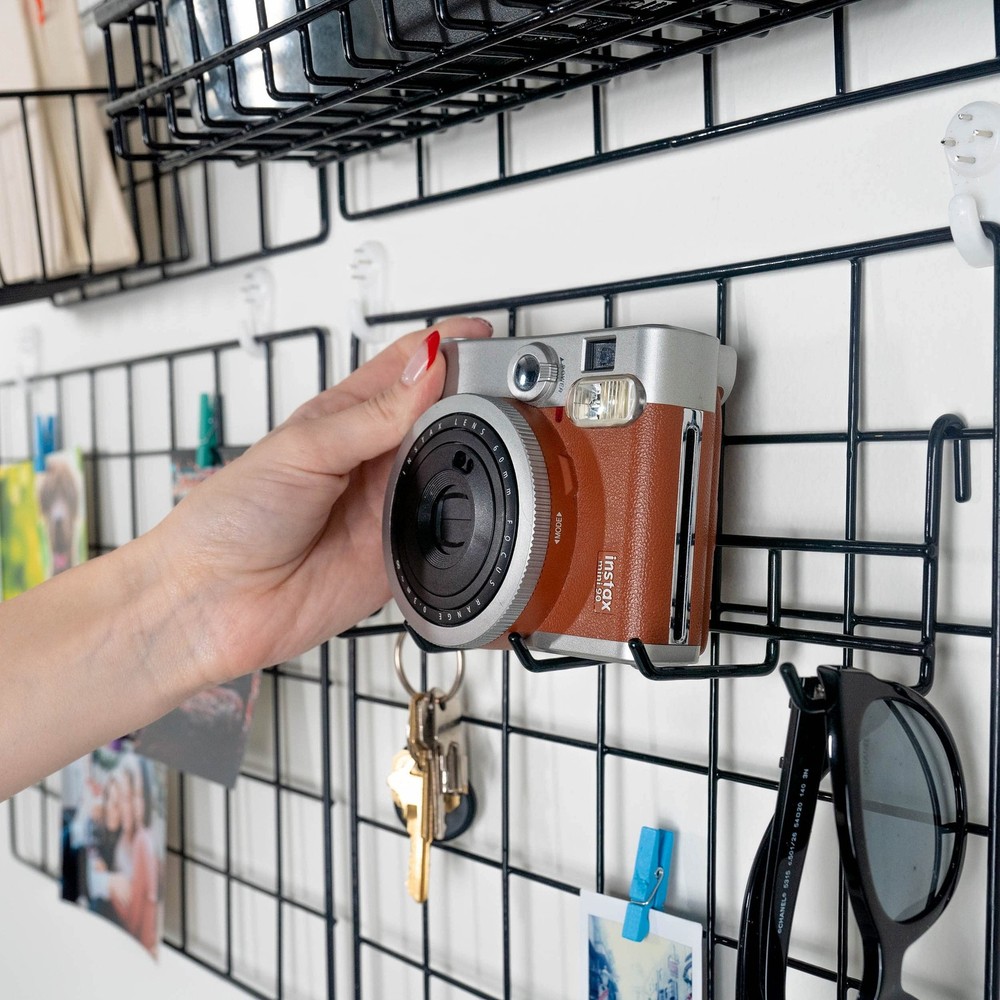 2 Pack Wire Wall Grid Panel with Accessories | Includes Hanging Basket, Shelf...