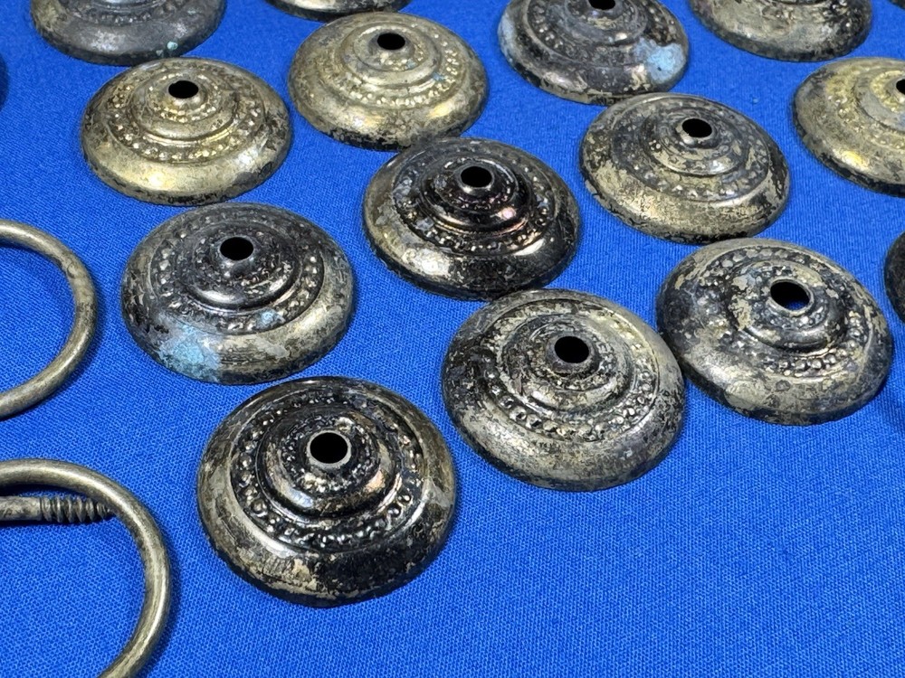 21 Vintage Brass Ring Pulls w/ Brass Escutcheons ~ 1 1/16" Diameter Ring
