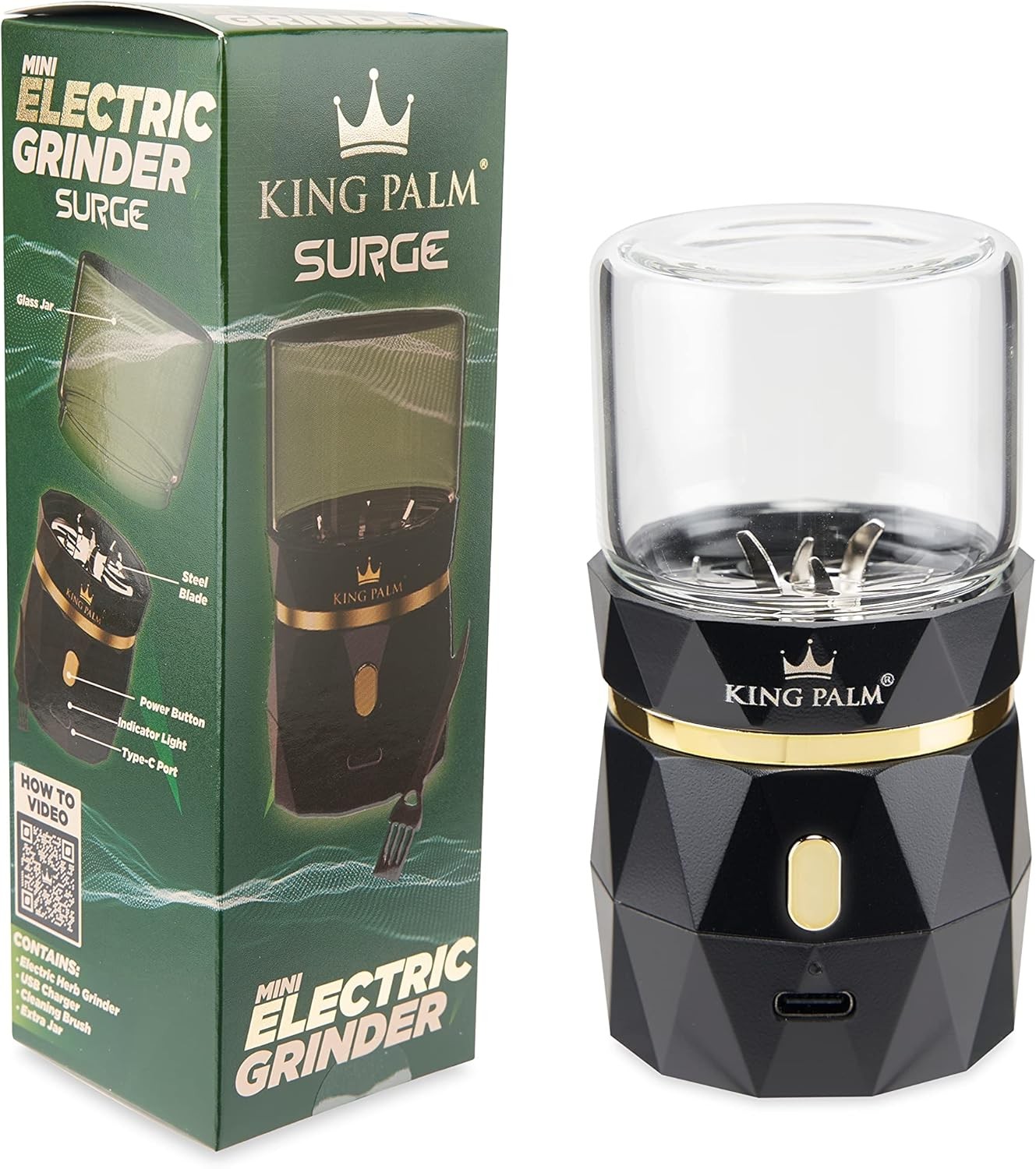 King Palm Electric Spice Grinder, USB Rechargeable Electronic Grinder Automatic