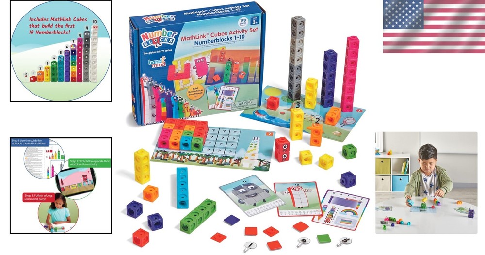Officially Licensed Numberblocks MathLink Activity Set with 100 Counting Cubes