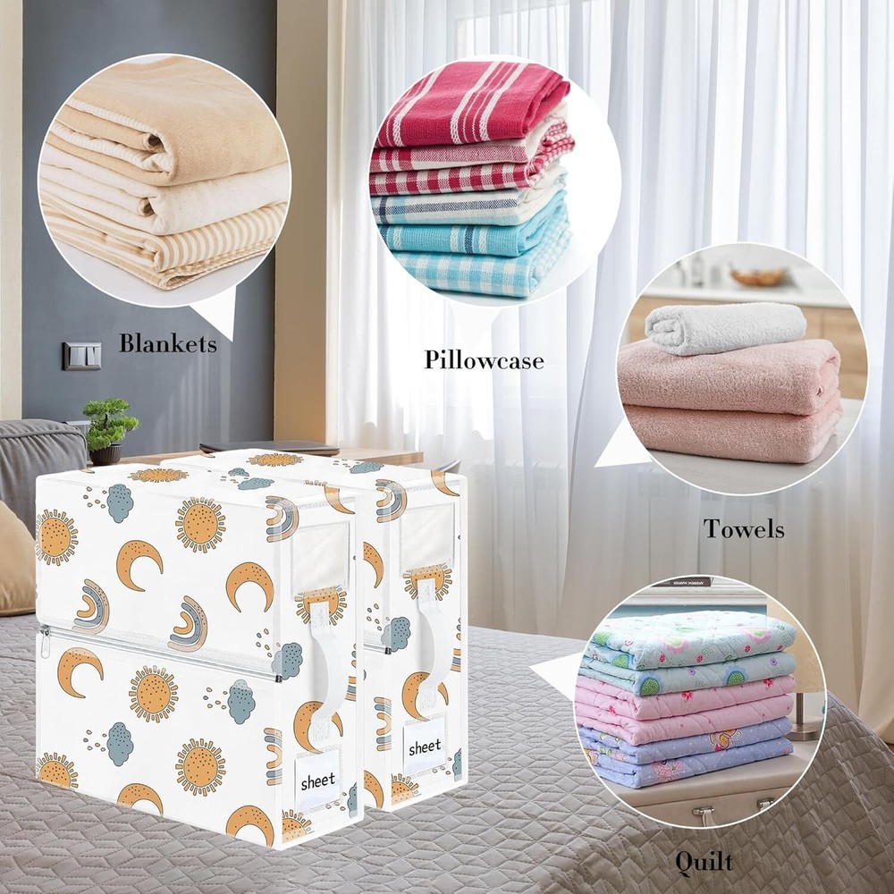 4 Pack Sheet Organizers Foldable Storage Boxes Queen King