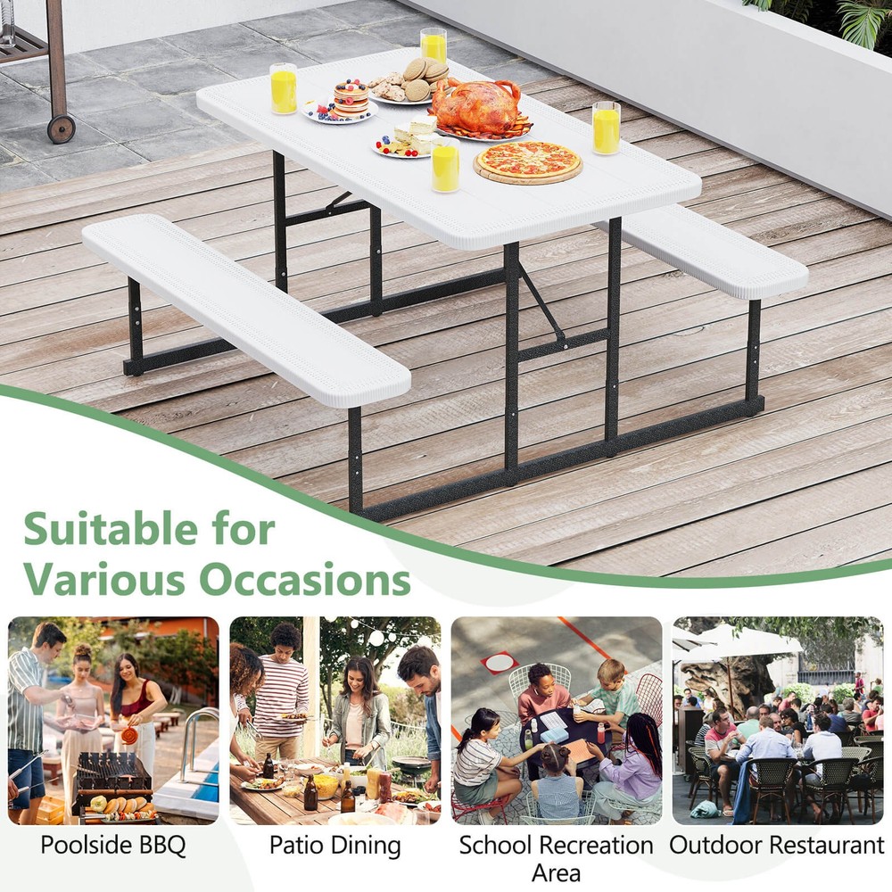 Picnic Table Bench Set for 2-4 People Outdoor Rectangular Camping Dining Table