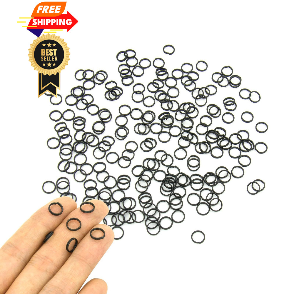 200pcs 8mm Mini Split Jump Ring with Double Loops Small 8mm, Black