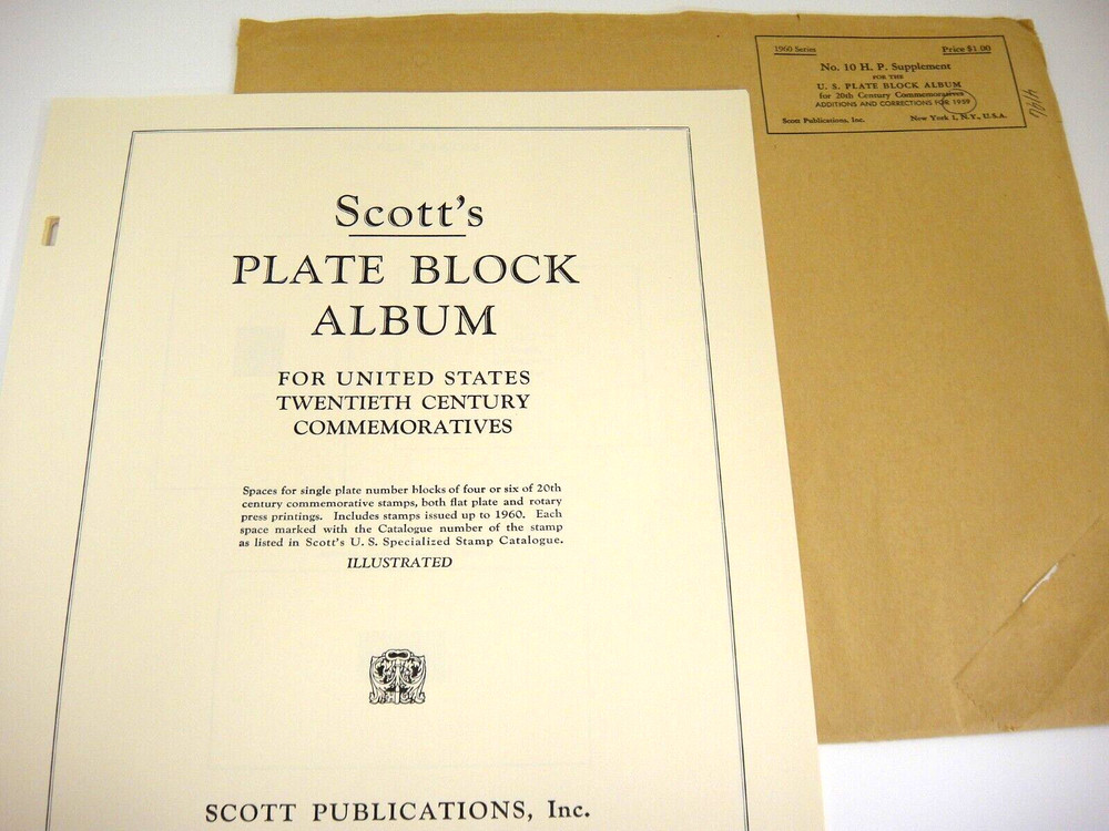 Scott 1959 US Commemorative Plate Block Album Supplement #10 NOS
