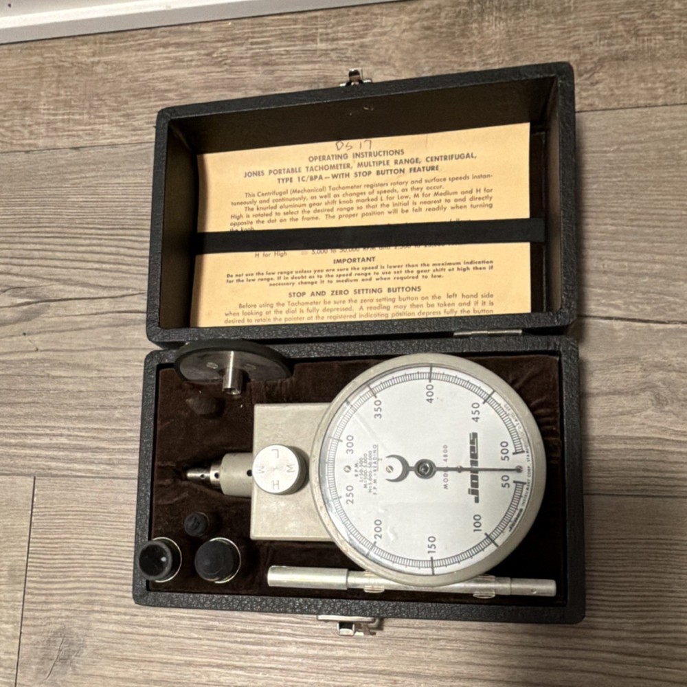 JONES MOTOROLA PORTABLE TACHOMETER, MULTIPLE RANGE Type 1C/BPA with Stop Button