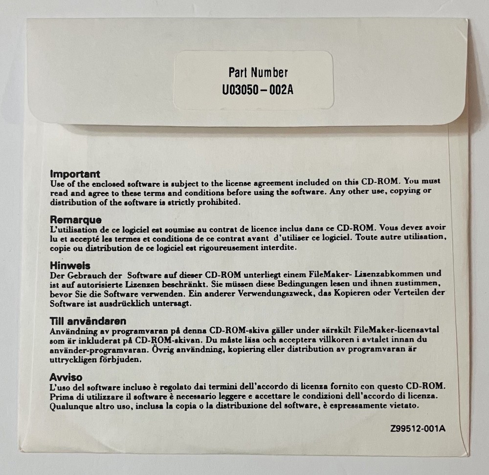 FileMaker Pro 7 Upgrade Retail Box 2004 Mac/Win Multilingual Complete